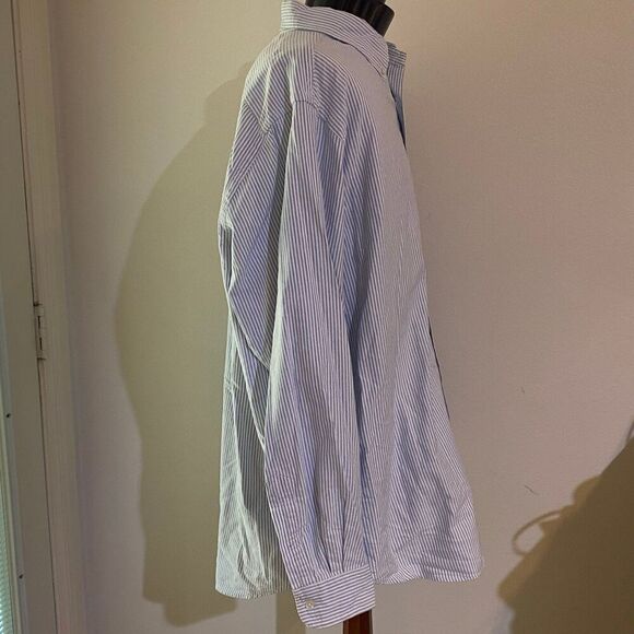Ralph Lauren 2X/Big Oxford Blue Stripe Button Down Long Sleeve - Picture 4 of 6